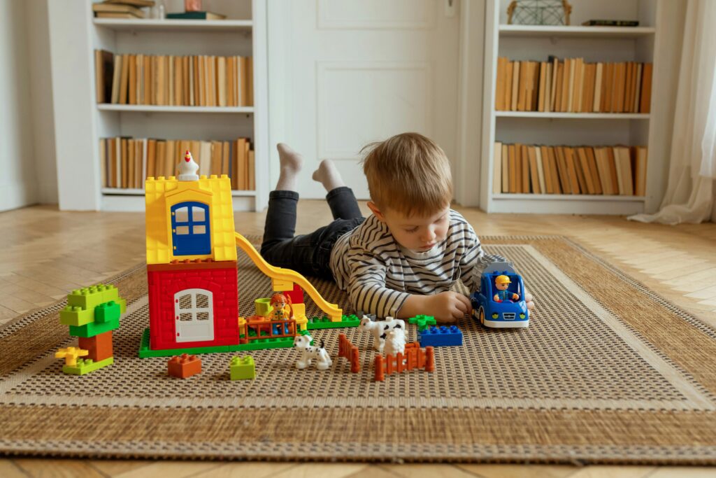 Child with toys.